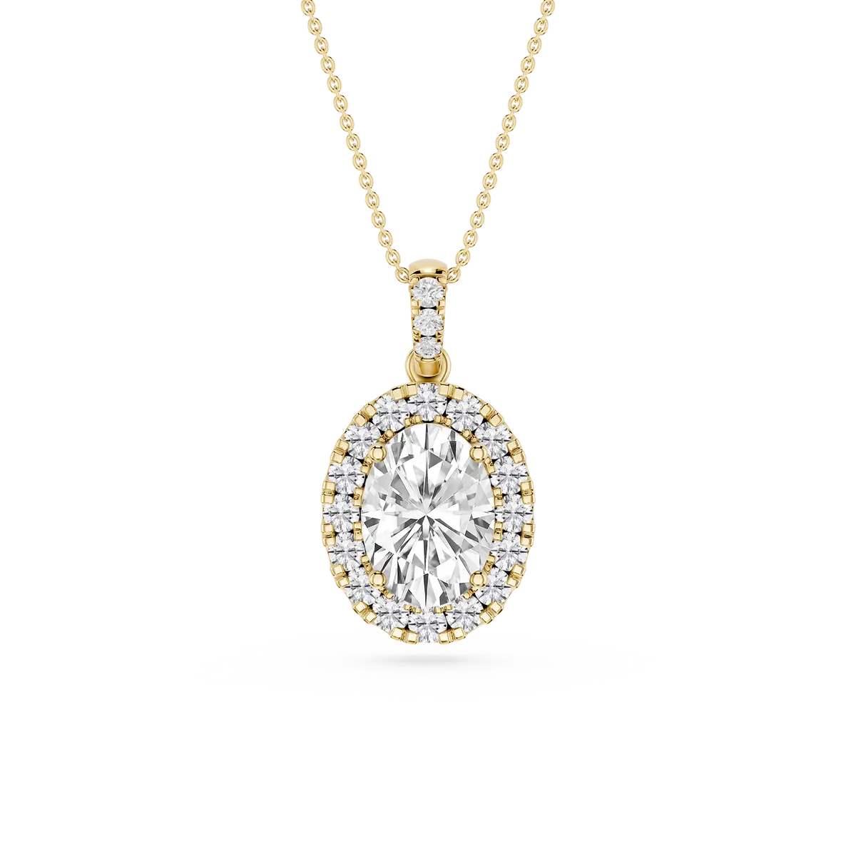 2 CTW Oval Lab Grown Diamond Halo Single Bail Pendant