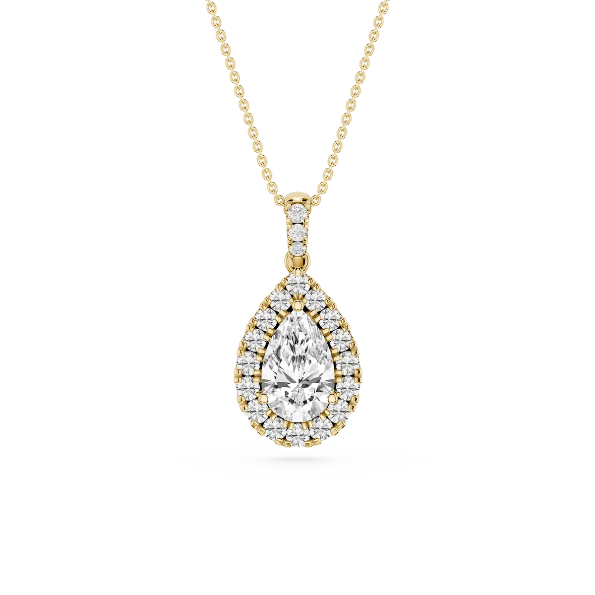 1 CTW Oval Lab Grown Diamond Halo Single Bail Pendant