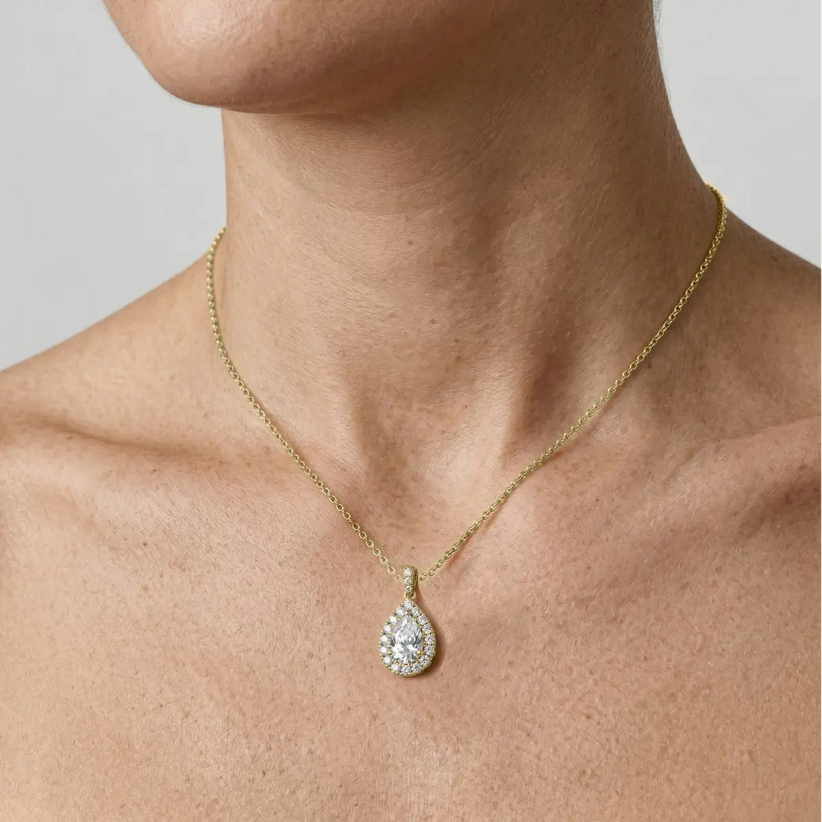 2 CTW Oval Lab Grown Diamond Halo Single Bail Pendant