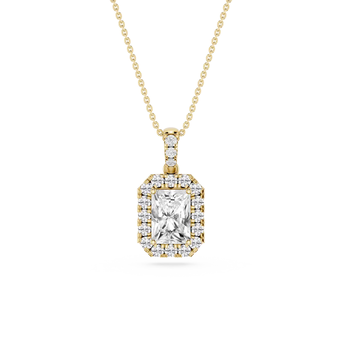 1 CTW Radaint Lab Grown Diamond Halo Single Bail Pendant