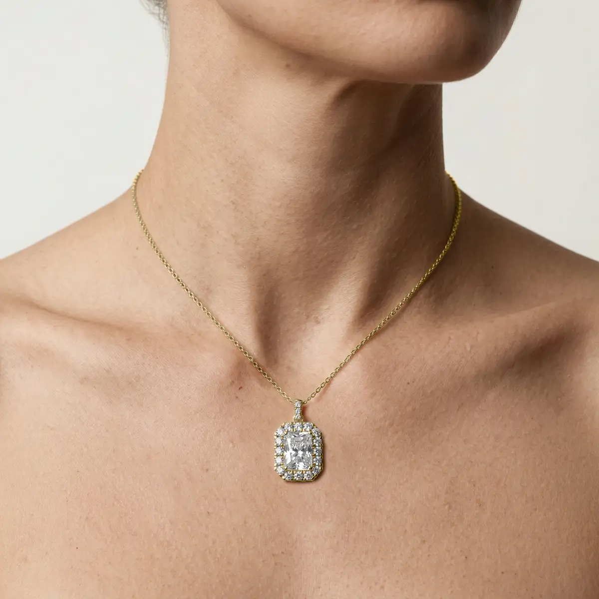 1 CTW Radaint Lab Grown Diamond Halo Single Bail Pendant