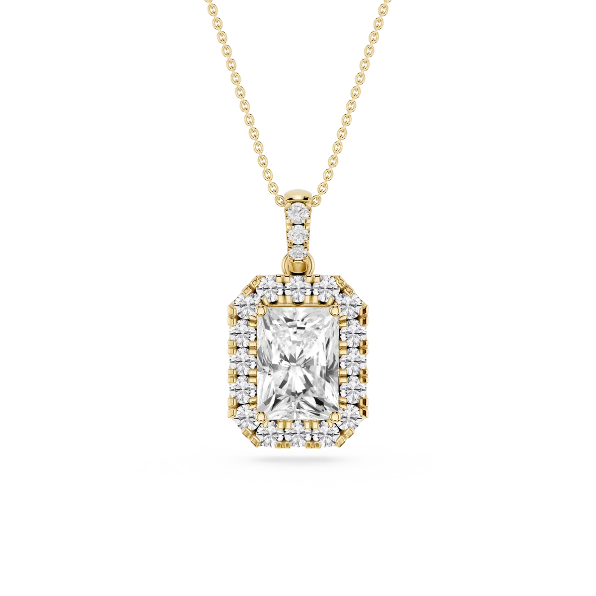 2 CTW Radiant Lab Grown Diamond Halo Single Bail Pendant