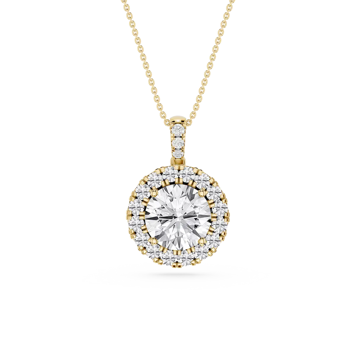 2 CTW Round Lab Grown Diamond Halo Single Bail Pendant