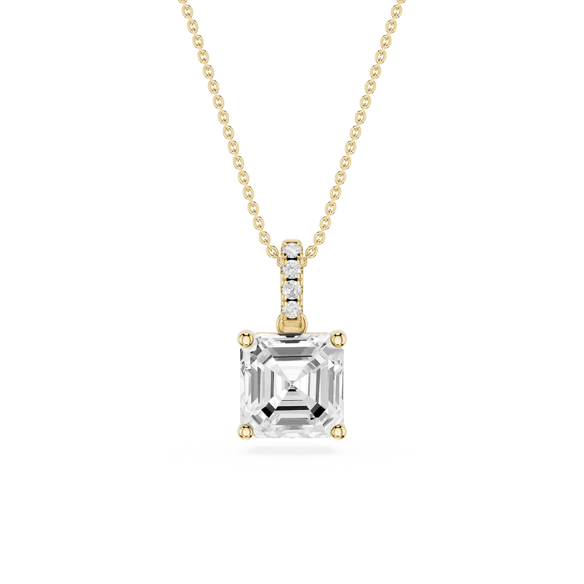 2 Carat Asscher Lab Grown Diamond Hidden Halo Pendant
