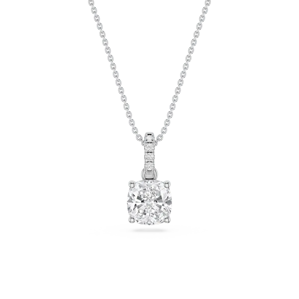 1 Carat Cushion Lab Grown Diamond Hidden Halo Pendant
