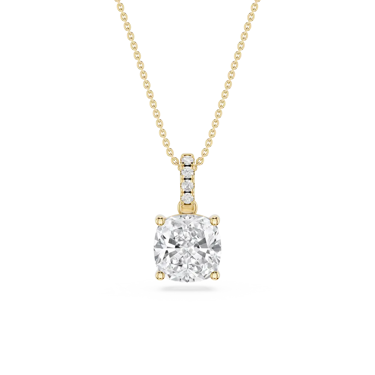 2 Carat Cushion Lab Grown Diamond Hidden Halo Pendant
