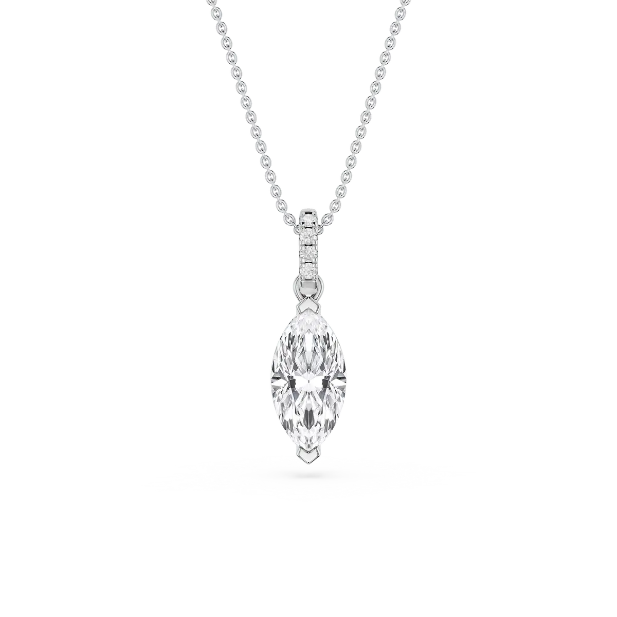1 Carat Marquise Lab Grown Diamond Hidden Halo Pendant