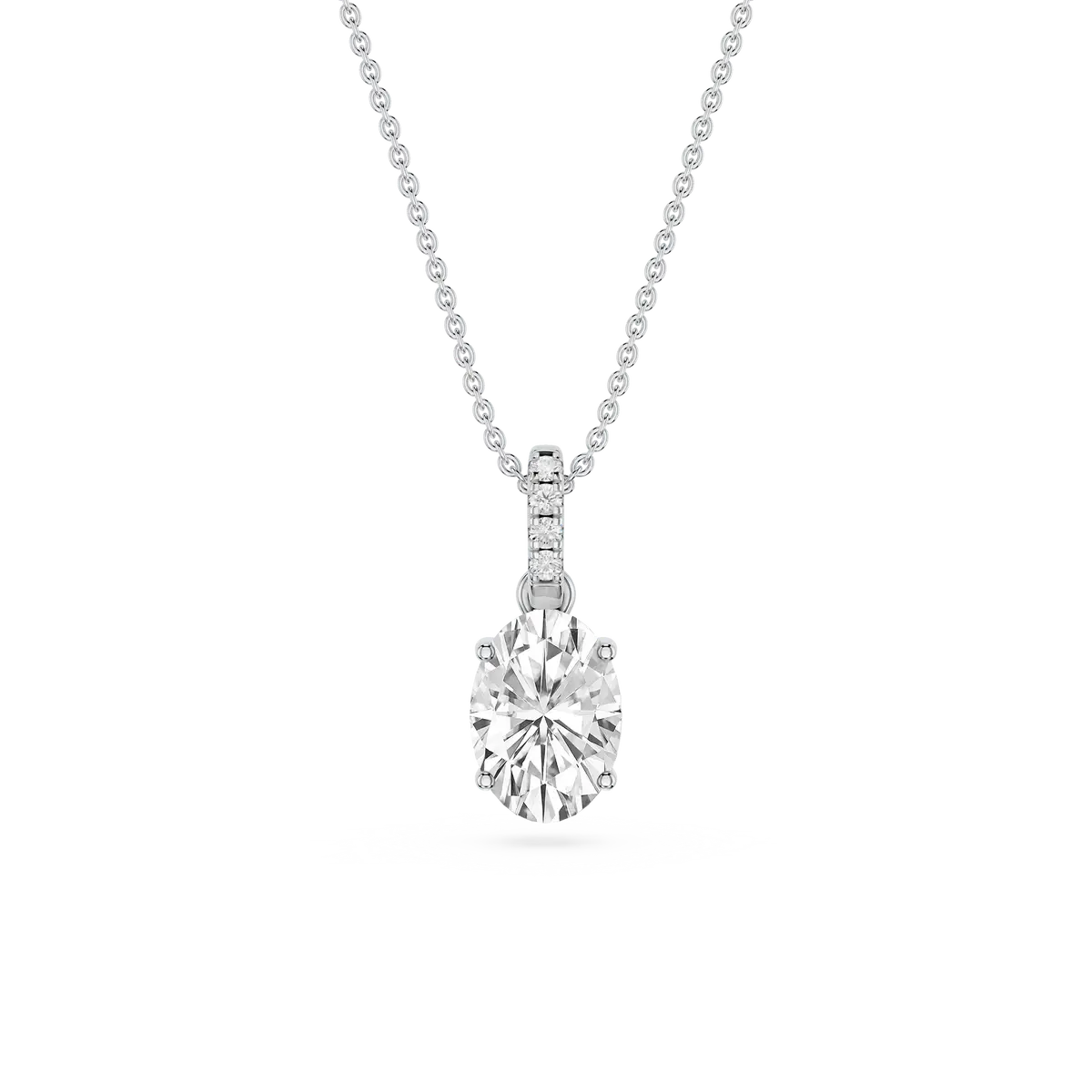 1 Carat Oval Lab Grown Diamond Hidden Halo Pendant