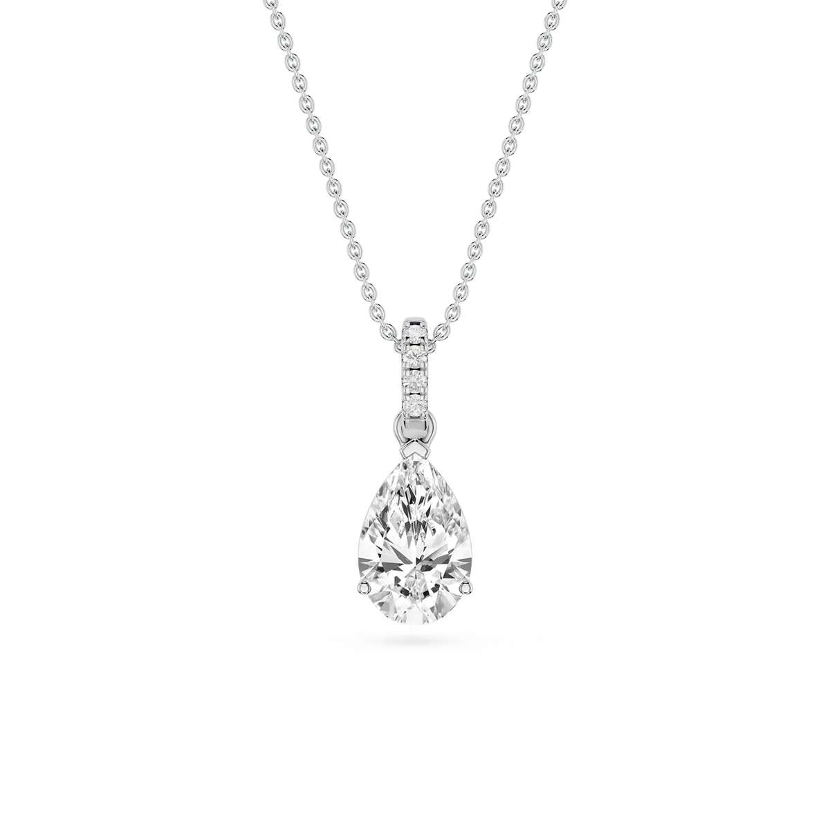 1 Carat Pear Lab Grown Diamond Hidden Halo Pendant