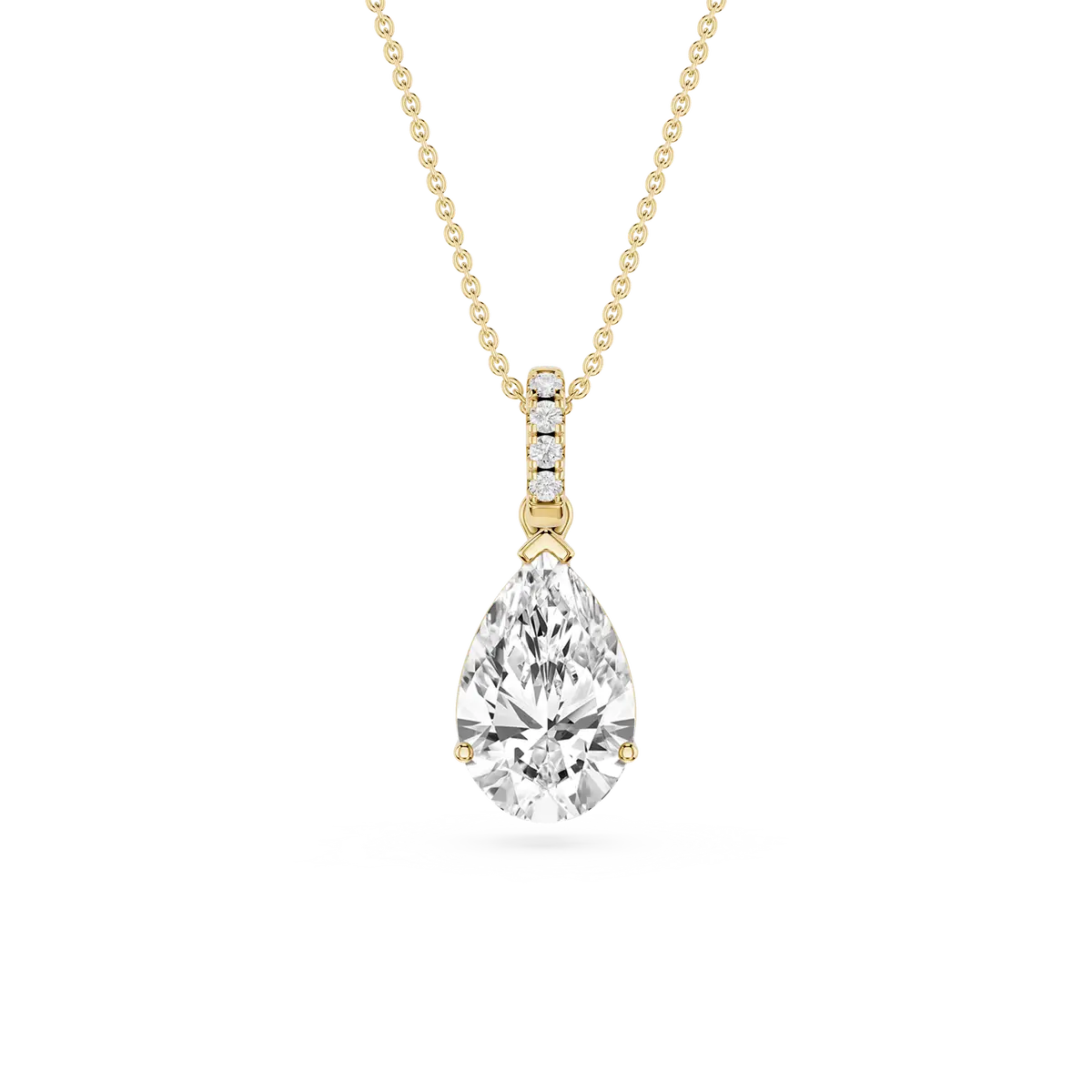 2 Carat Pear Lab Grown Diamond Hidden Halo Pendant