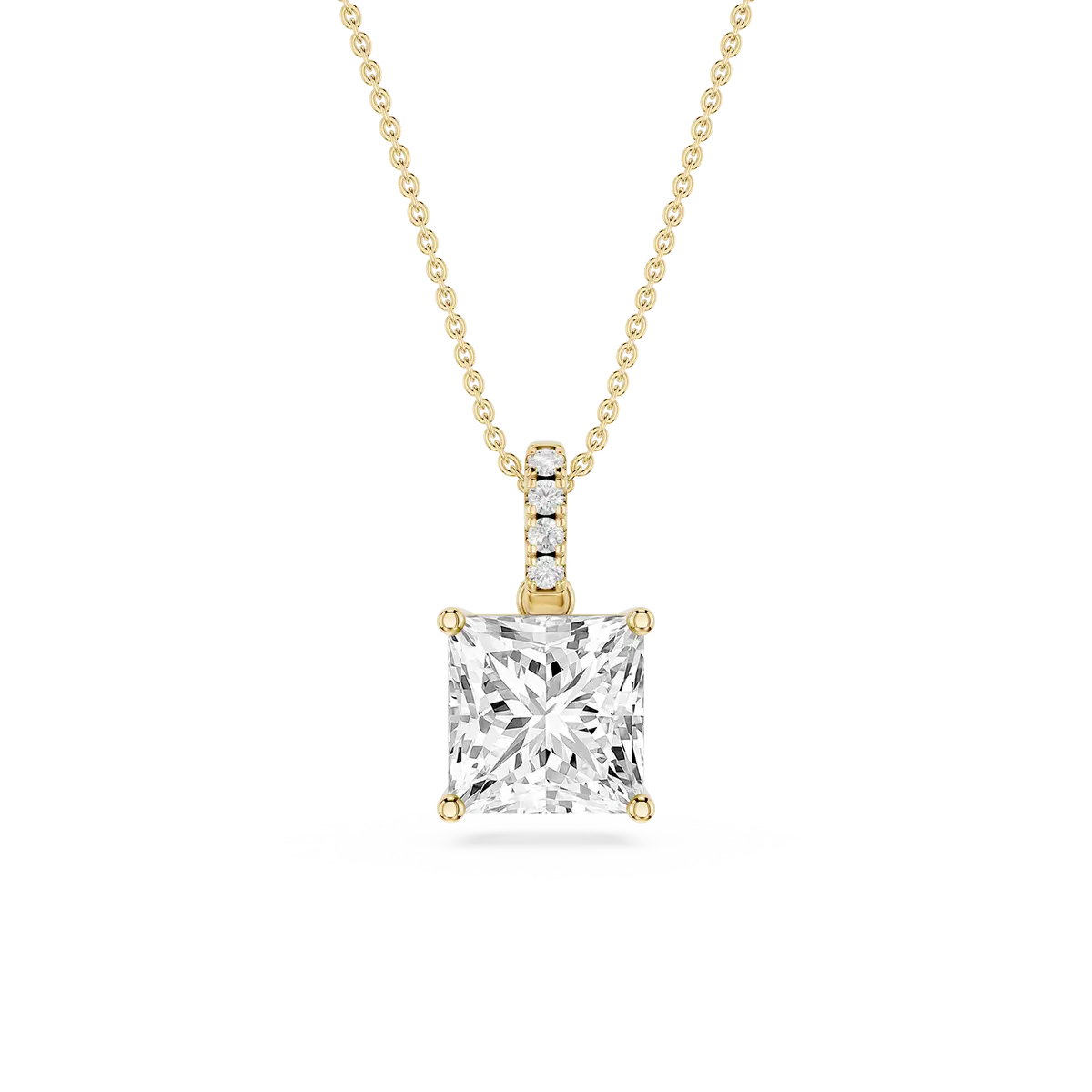 2 Carat Princess Lab Grown Diamond Hidden Halo Pendant