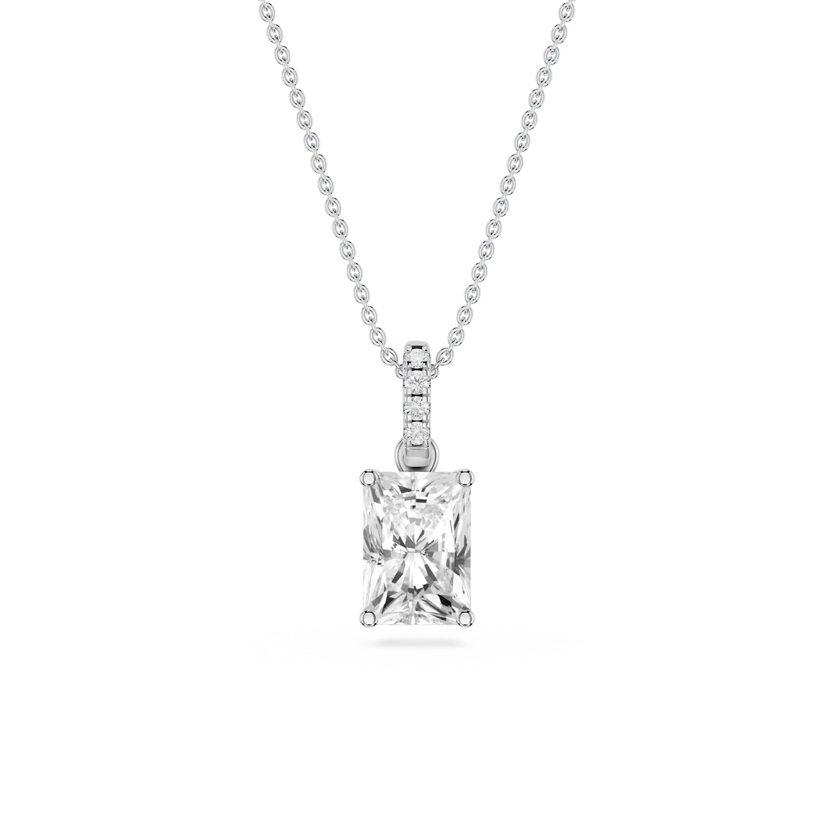 1 Carat Radiant Lab Grown Diamond Hidden Halo Pendant