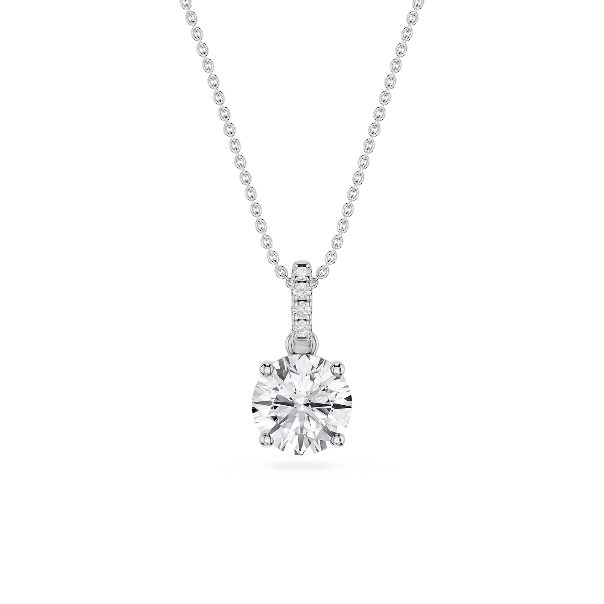 1 Carat Round Lab Grown Diamond Hidden Halo Pendant