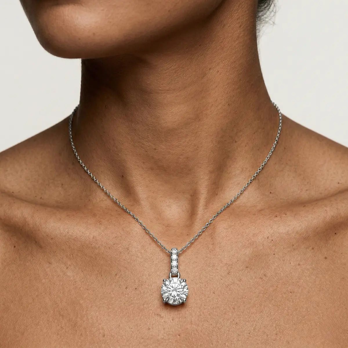 1 Carat Round Lab Grown Diamond Hidden Halo Pendant