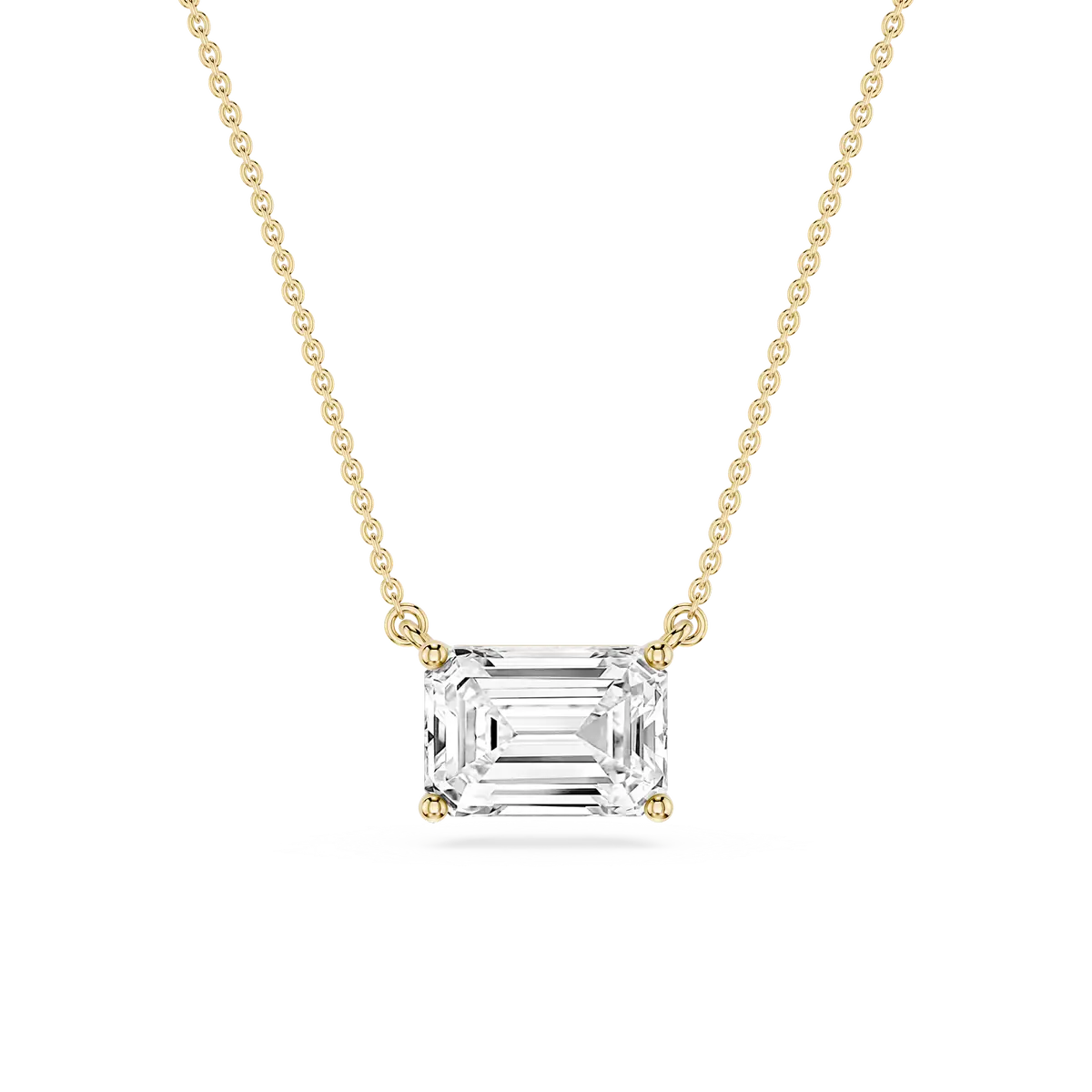 2 Carat Emerald Lab Grown Diamond 4 Prong East Wast Solitaire Pendant