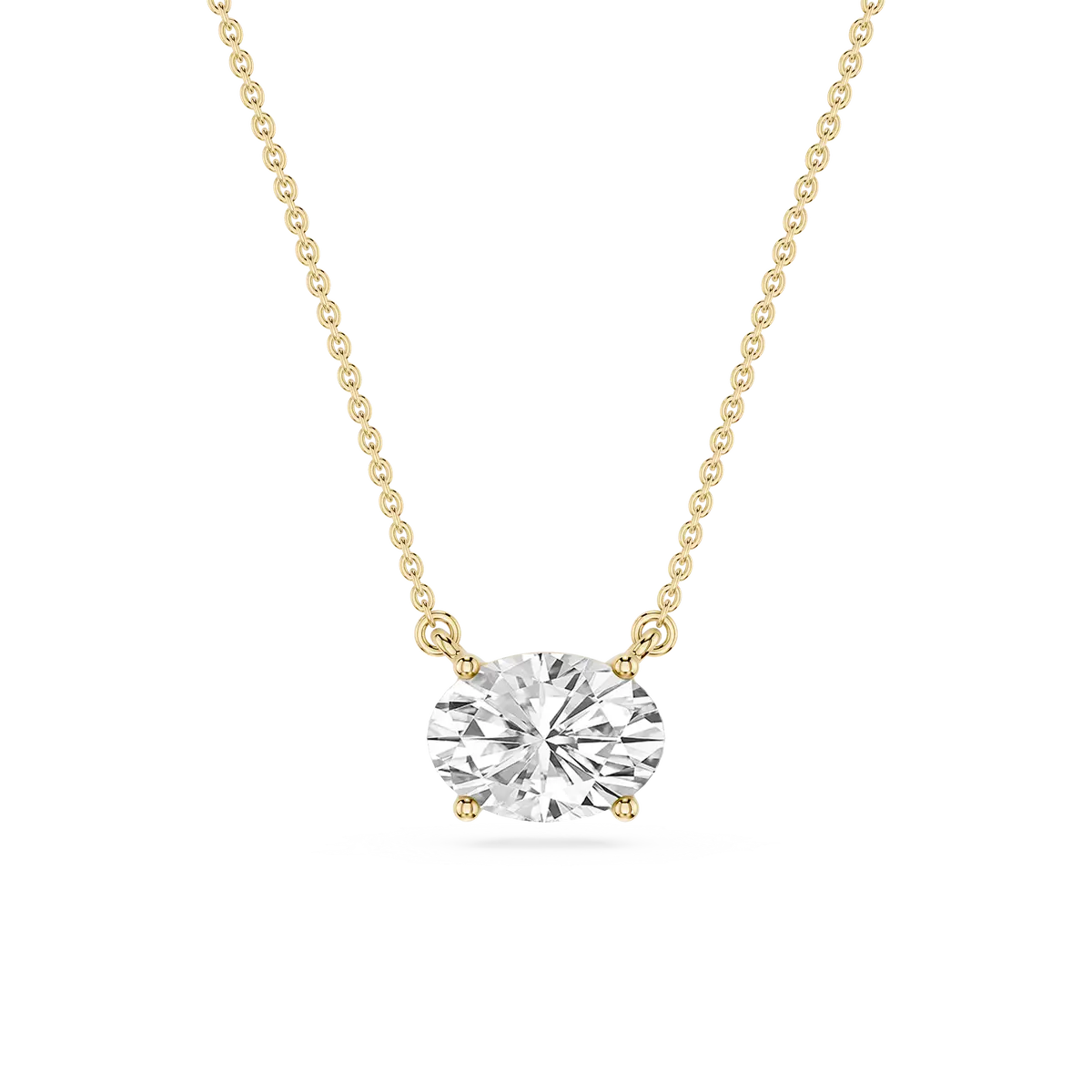 1 Carat Oval Lab Grown Diamond 4 Prong East Wast Solitaire Pendant