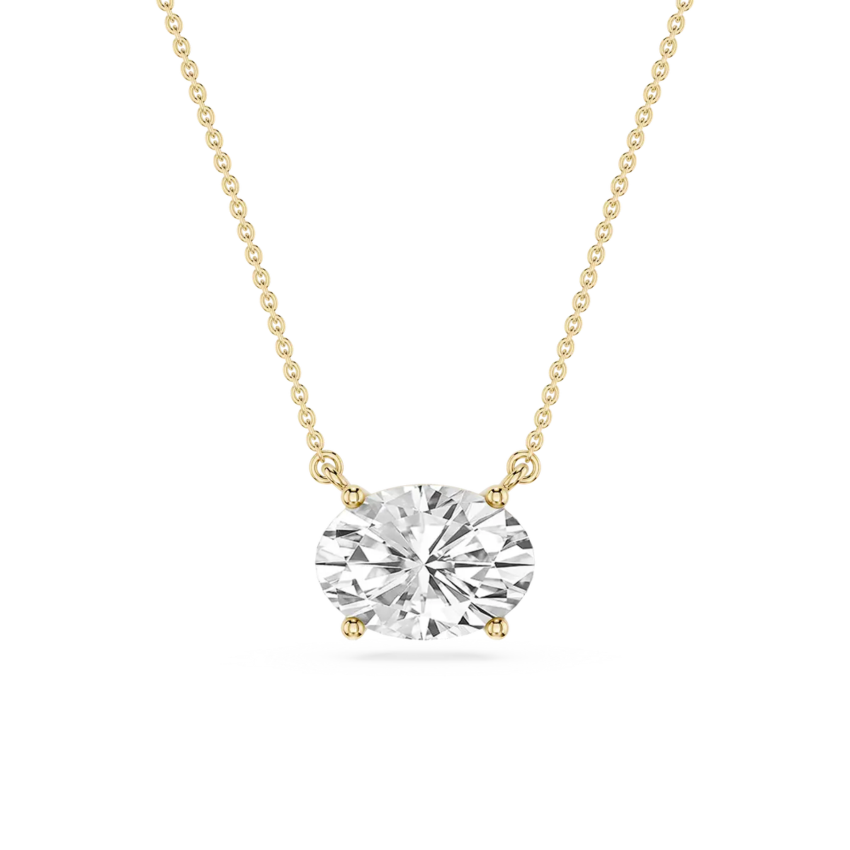 2 Carat Oval Lab Grown Diamond 4 Prong East Wast Solitaire Pendant