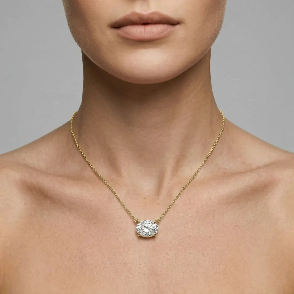 2 Carat Oval Lab Grown Diamond 4 Prong East Wast Solitaire Pendant