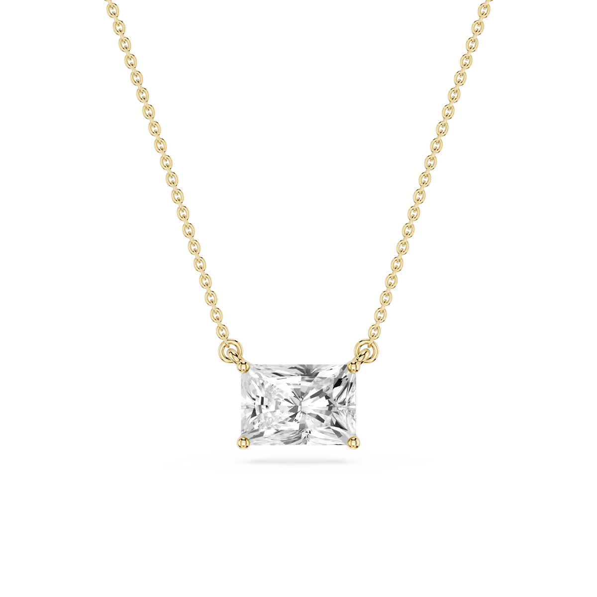 1 Carat Radiant Lab Grown Diamond 4 Prong East Wast Solitaire Pendant