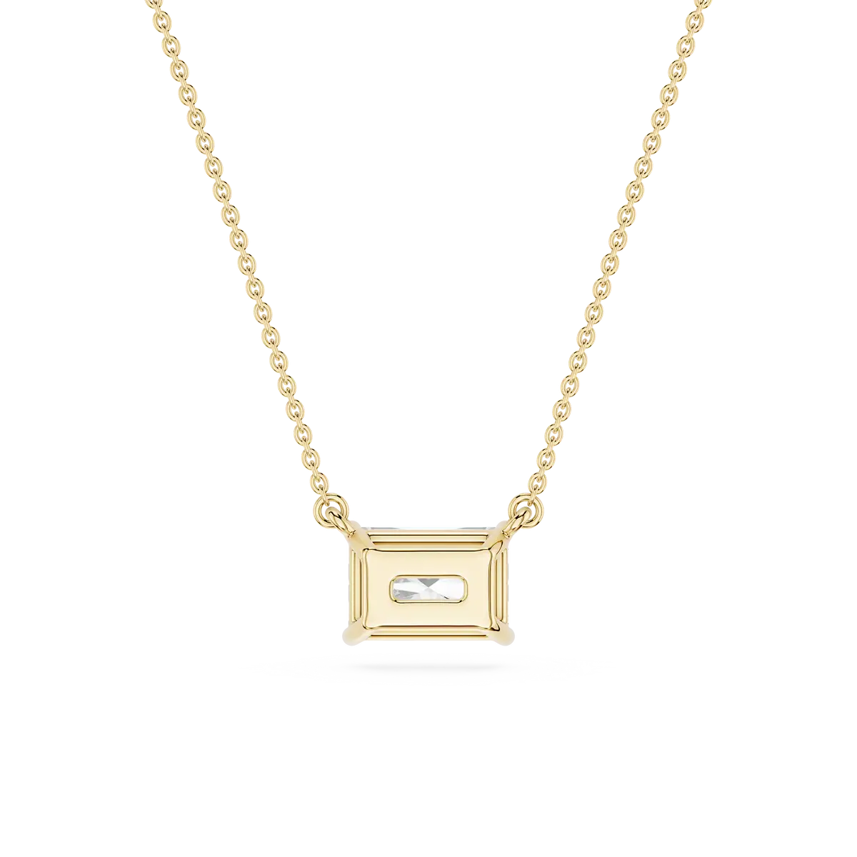 1 Carat Radiant Lab Grown Diamond 4 Prong East Wast Solitaire Pendant