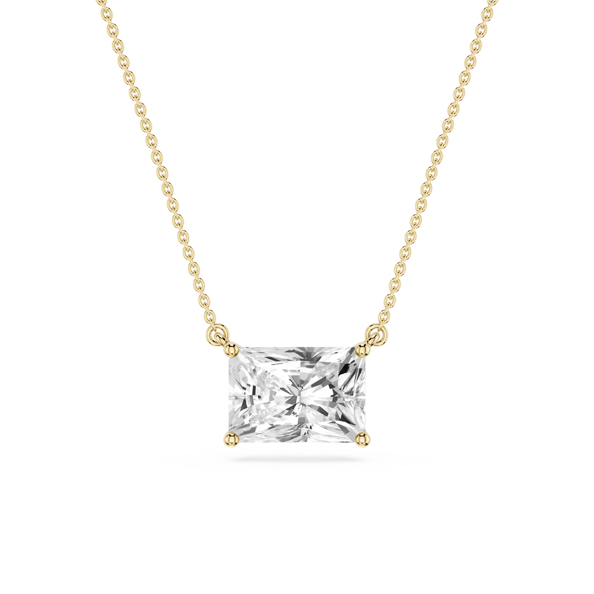 2 Carat Radiant Lab Grown Diamond 4 Prong East Wast Solitaire Pendant