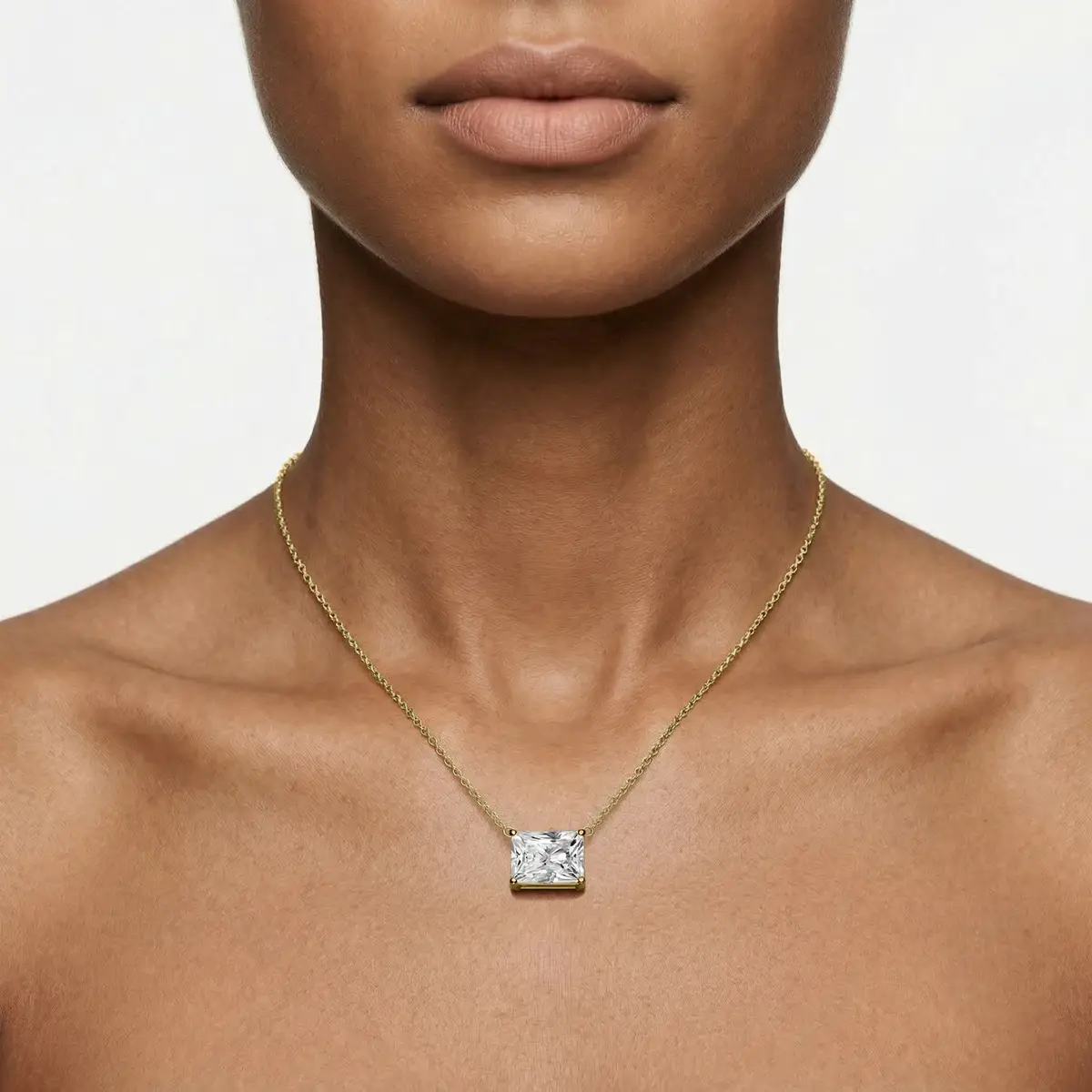 2 Carat Radiant Lab Grown Diamond 4 Prong East Wast Solitaire Pendant