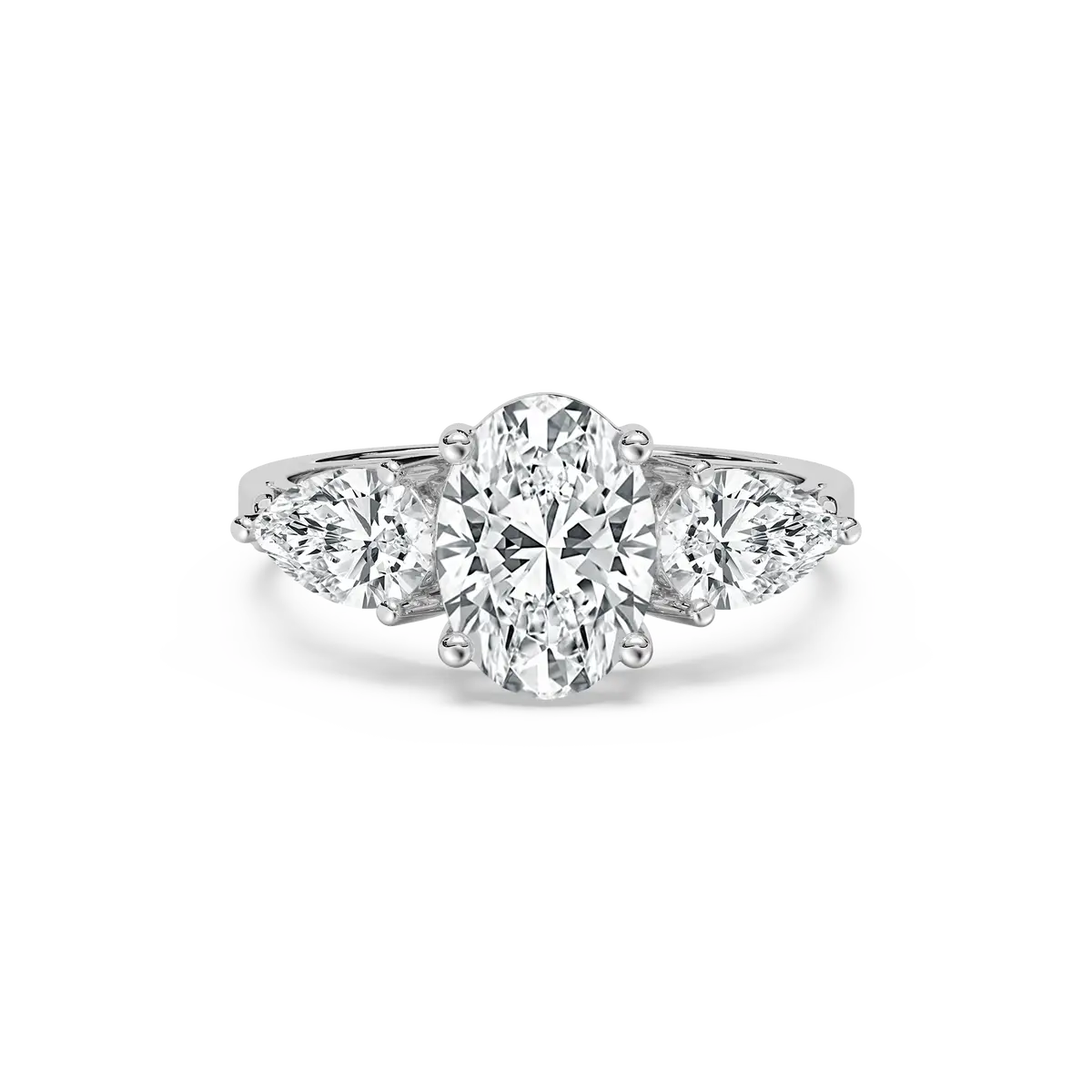 2 Carat Oval Three Stone Diamond Ring