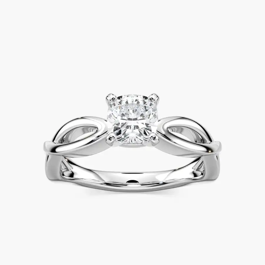 Criss Cross 1 Carat Square Cushion Solitaire Diamond Ring