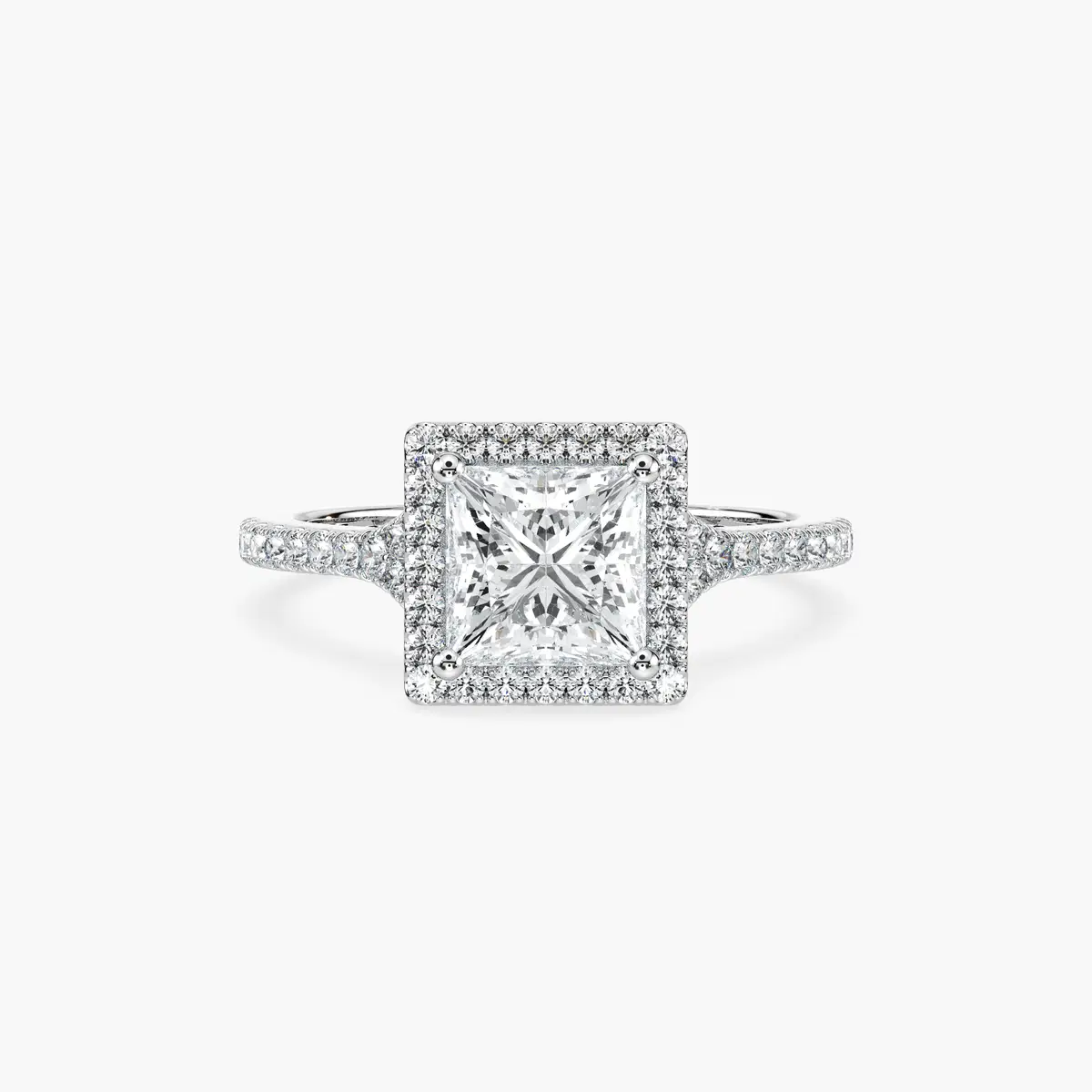 1.50 Carat Princess Diamond Charlotte Halo Ring