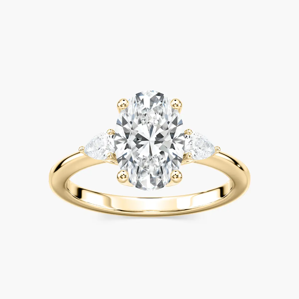 2 Carat Pear Flourish Three Stone Ring