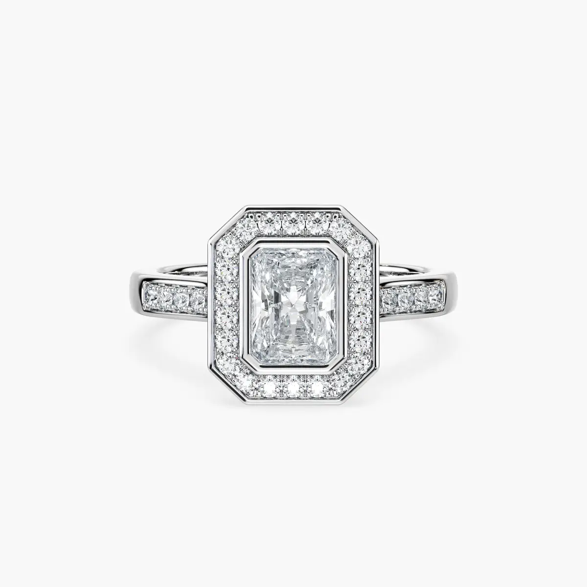 1 Carat Radiant Halo Diamond Ring