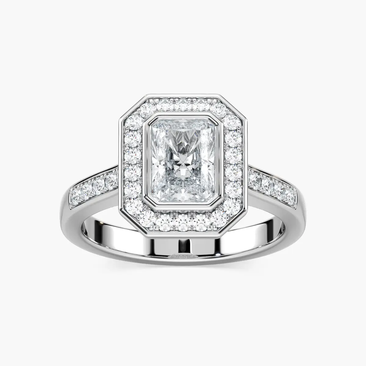 1 Carat Radiant Halo Diamond Ring