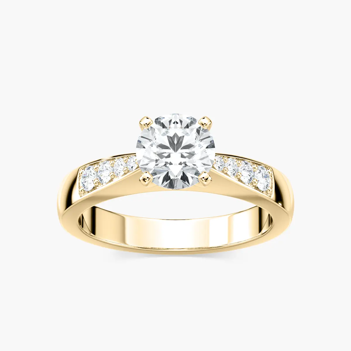 1 Carat Round Side Stone Helen  Ring