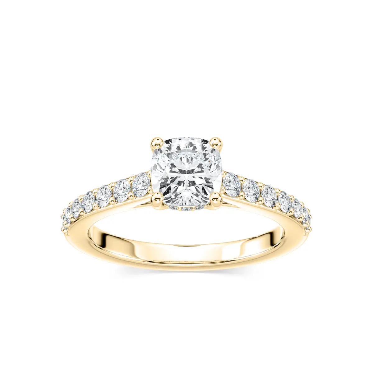 1 Carat Square Cushion Diamond Angel Ring