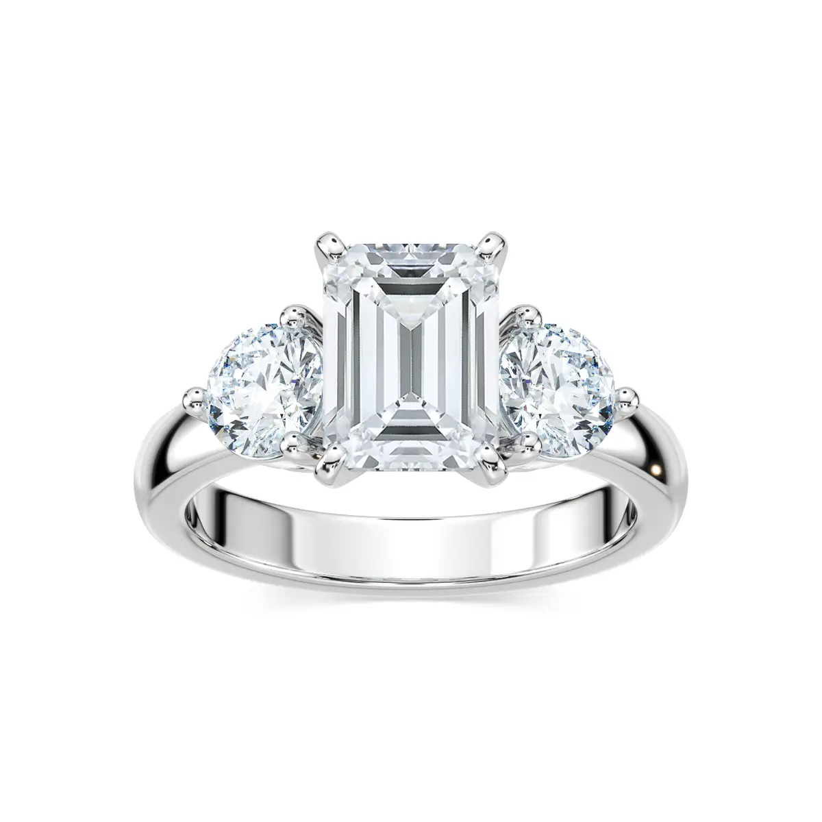 2 Carat Emerald Caramelo Three Stone Ring