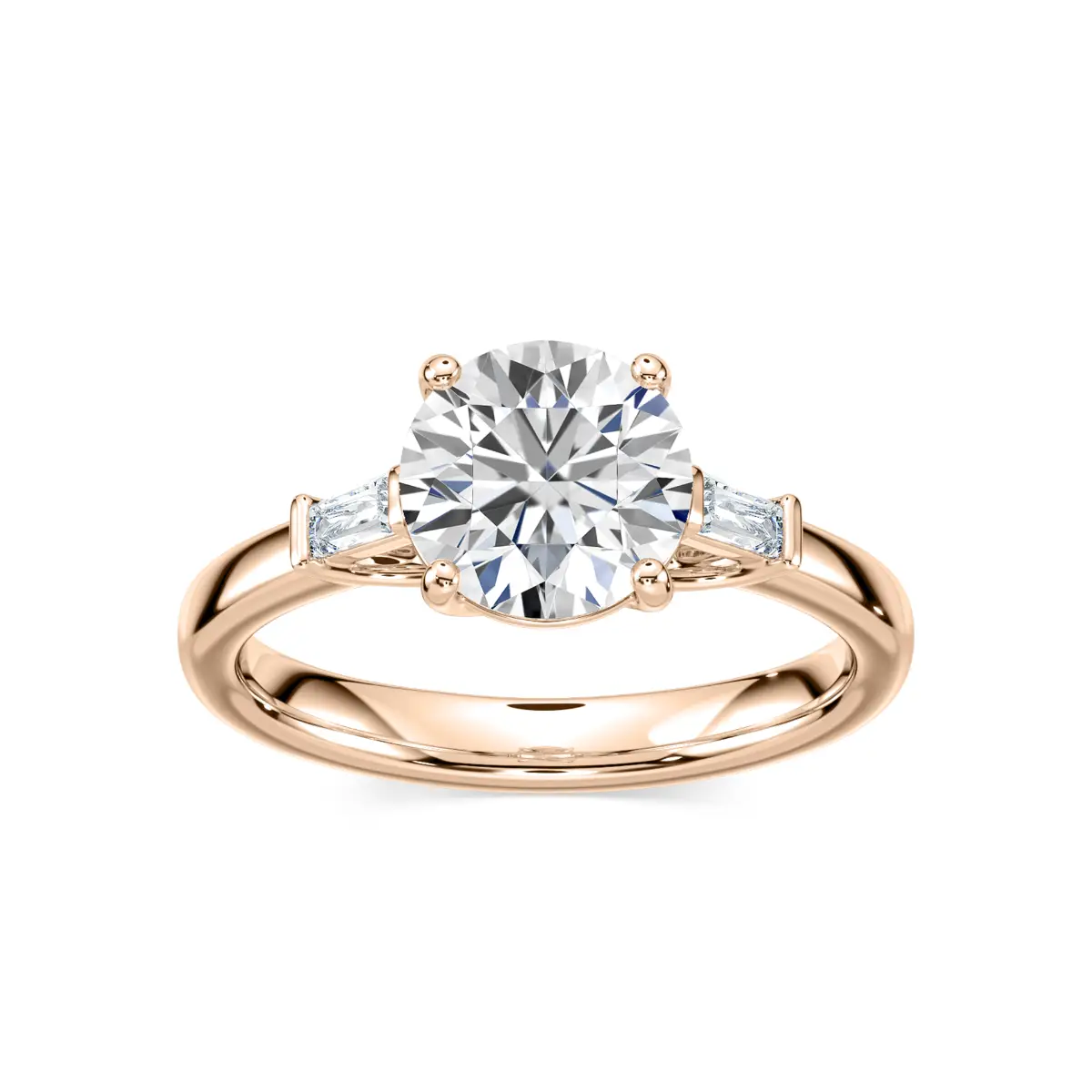 2 Carat Round Shaped Lab Diamond 3 Stone Ring