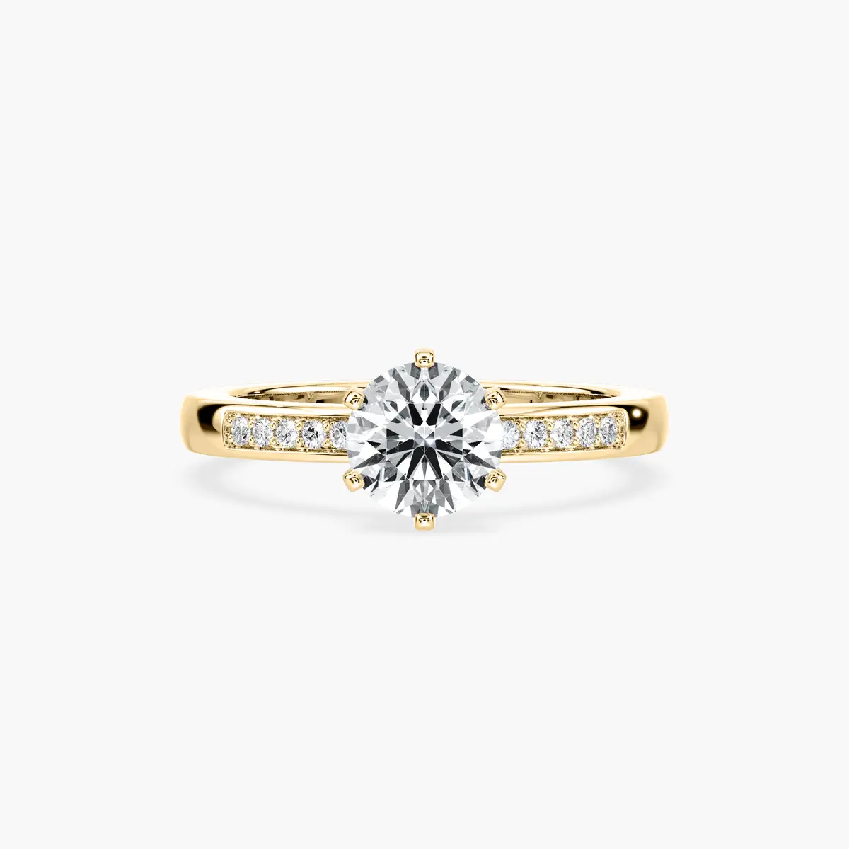 1 Carat Round Side Stone Carmen Ring