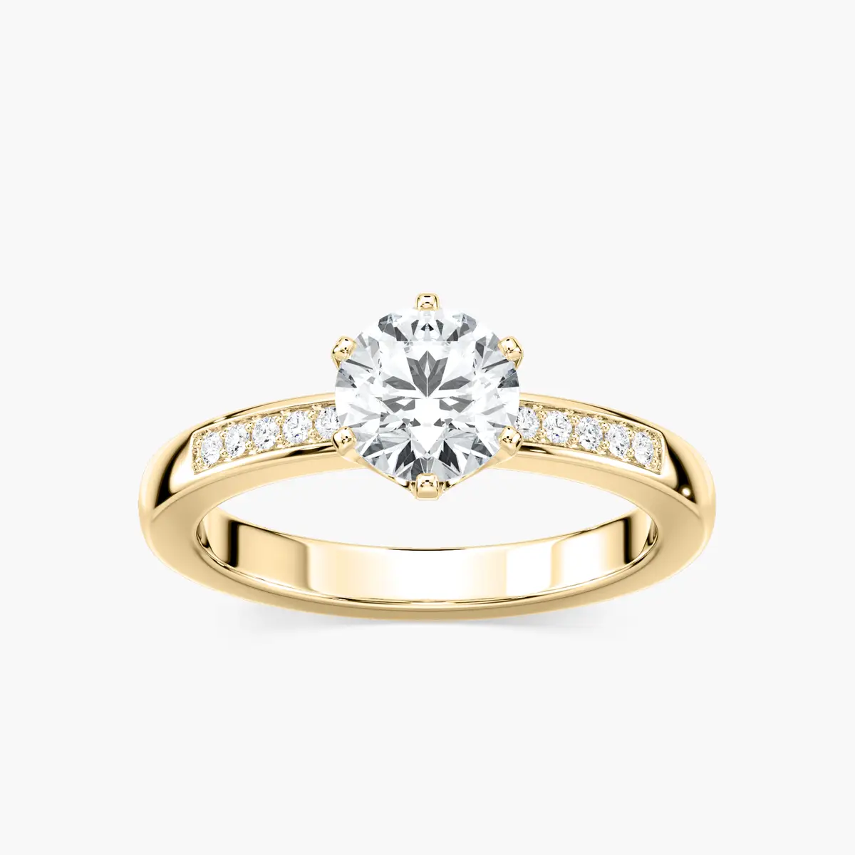 1 Carat Round Side Stone Carmen Ring