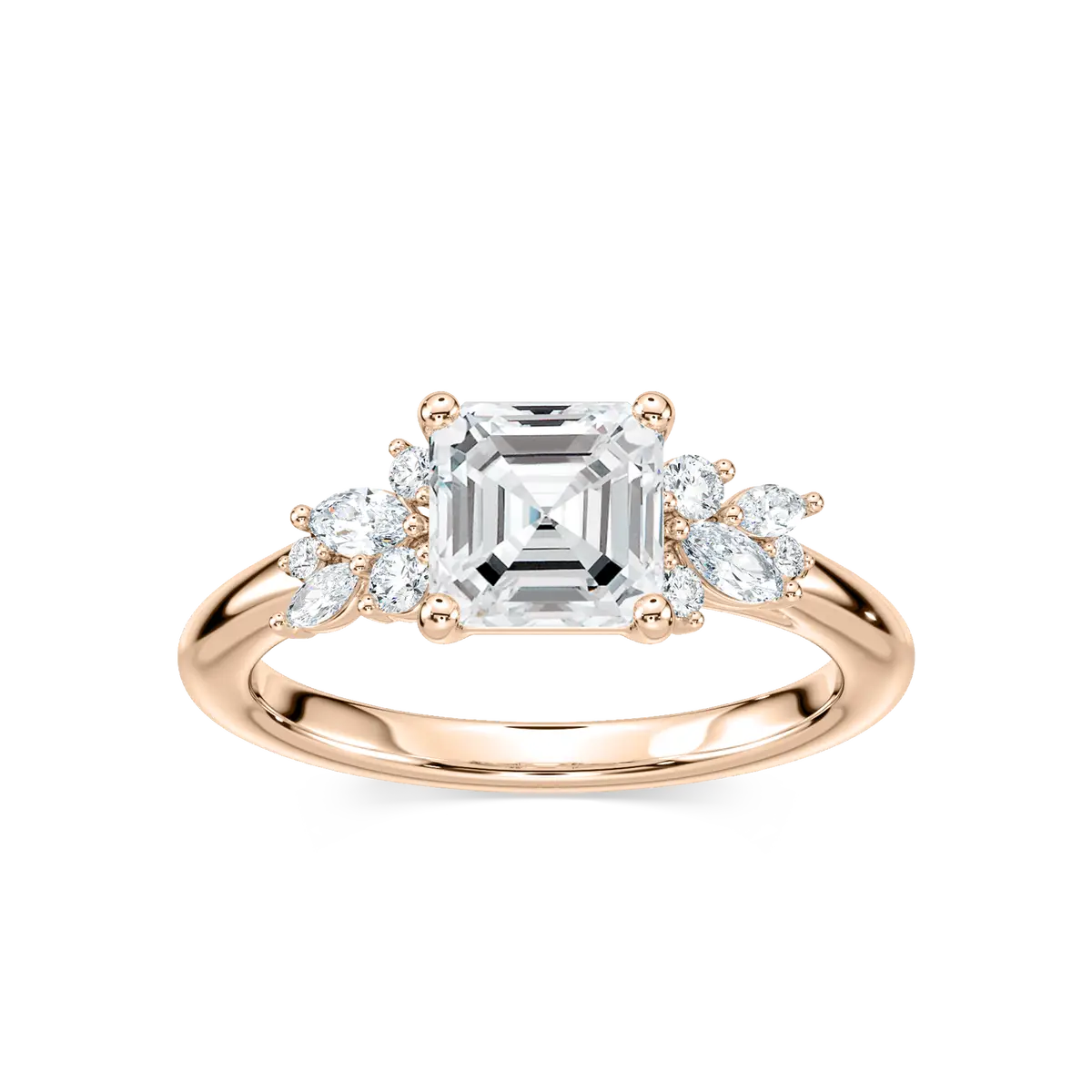 Square Emerald Shape Diamond Gold Ring