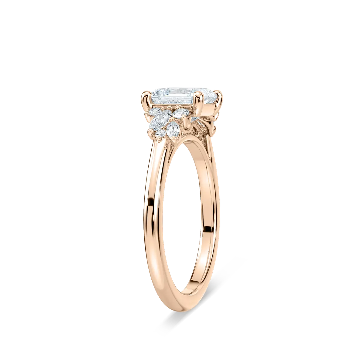 Square Emerald Shape Diamond Gold Ring