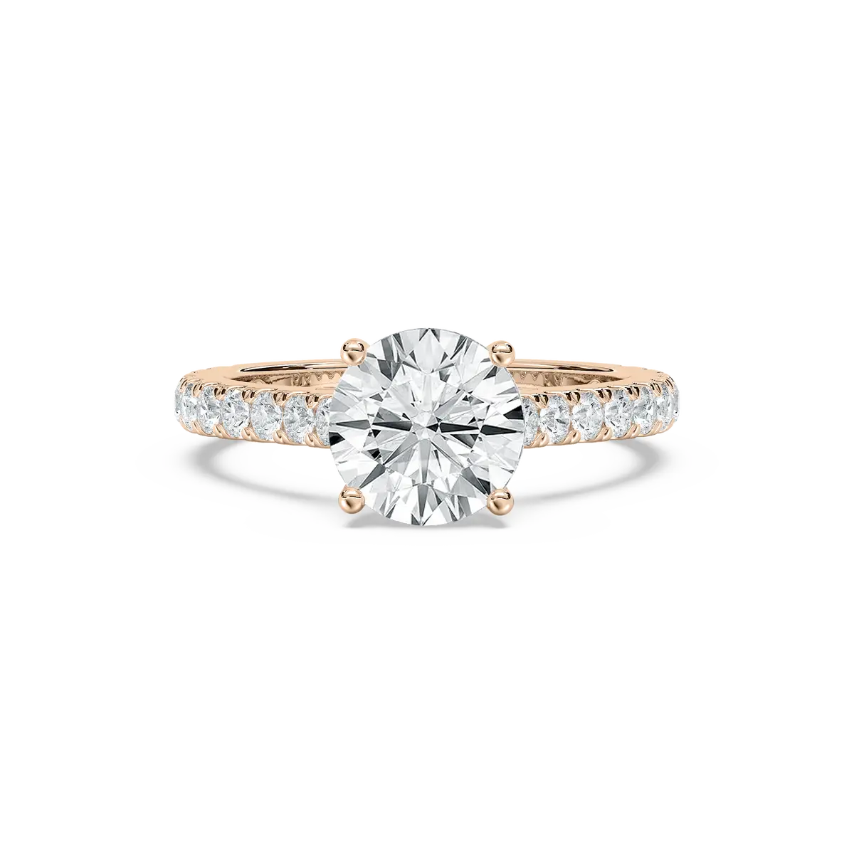 2 Carat Round Lab Grown Diamond Ring With Accent Setting