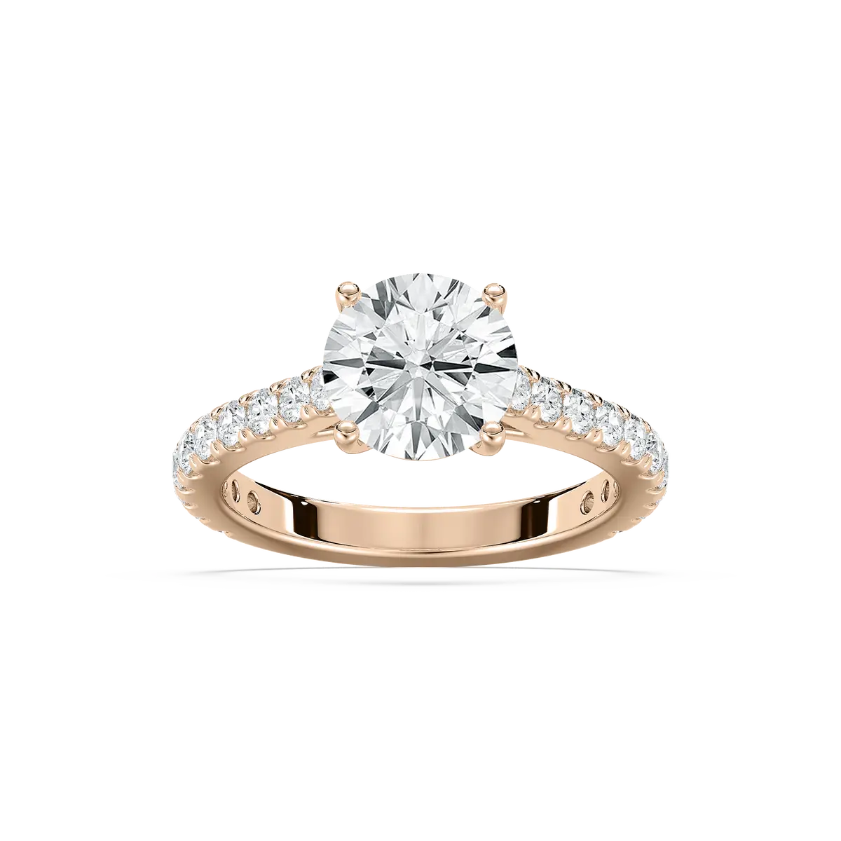 2 Carat Round Lab Grown Diamond Ring With Accent Setting