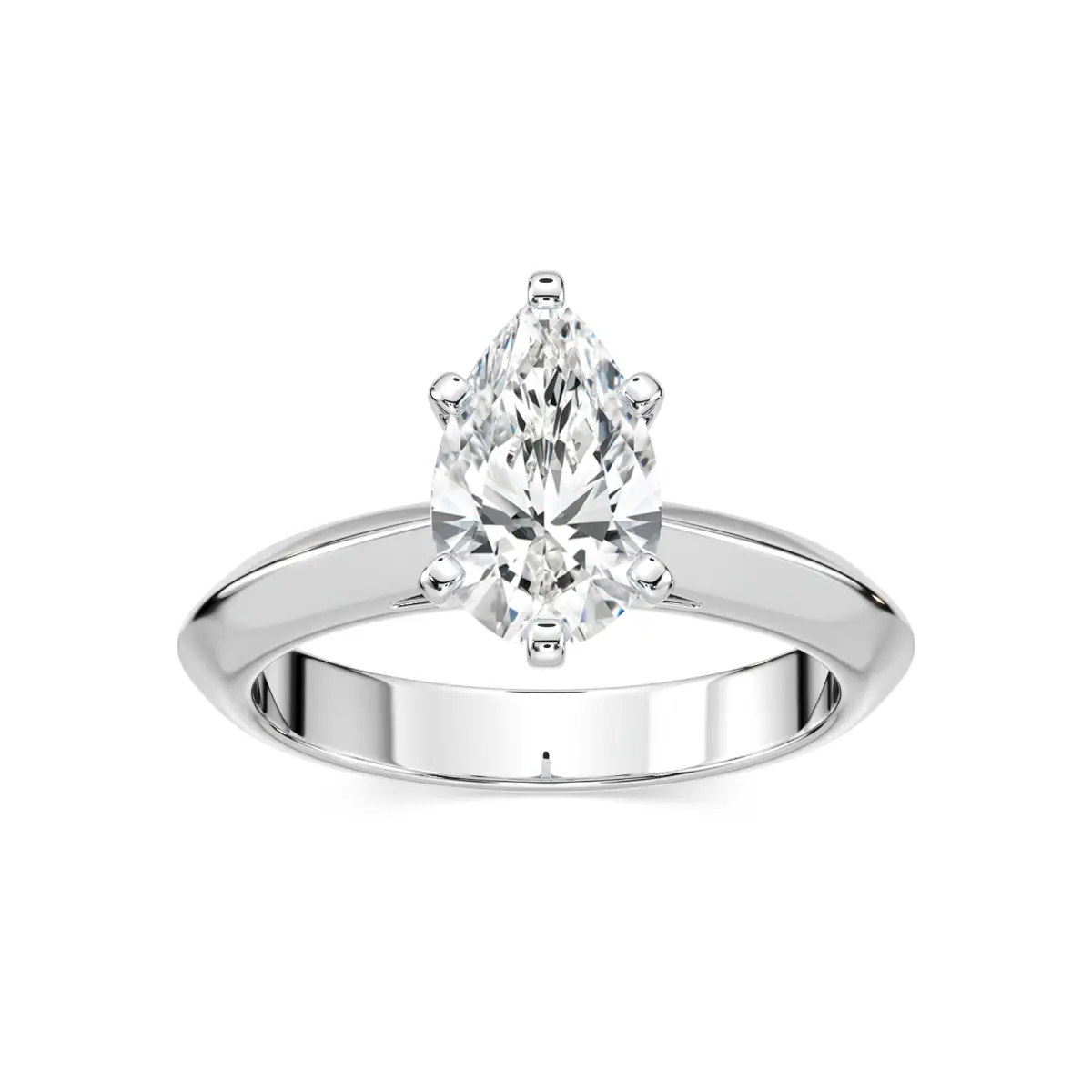 White Gold Pear Cut Diamond Solitaire Ring for Ladies