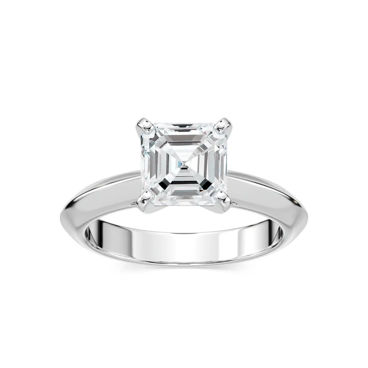 18KT Gold Emerald Diamond Solitaire Engagement Ring