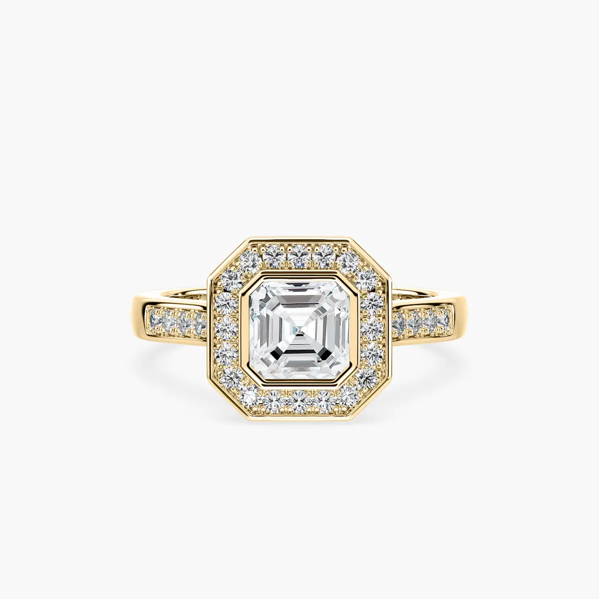 1 Carat Square Emerald Halo Accent Ring