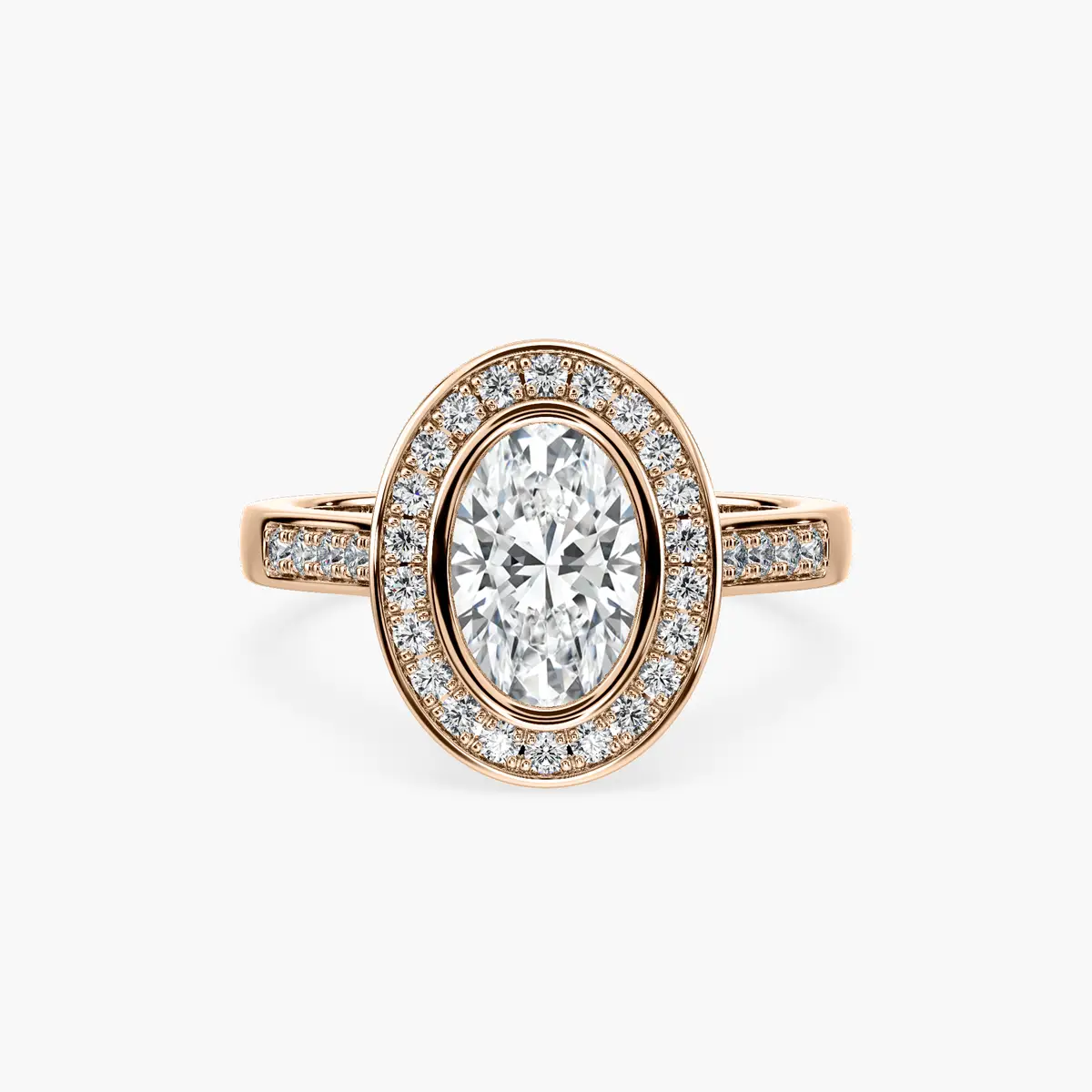 1.5 Carat Rose Gold Oval Halo Diamond Engagement Ring