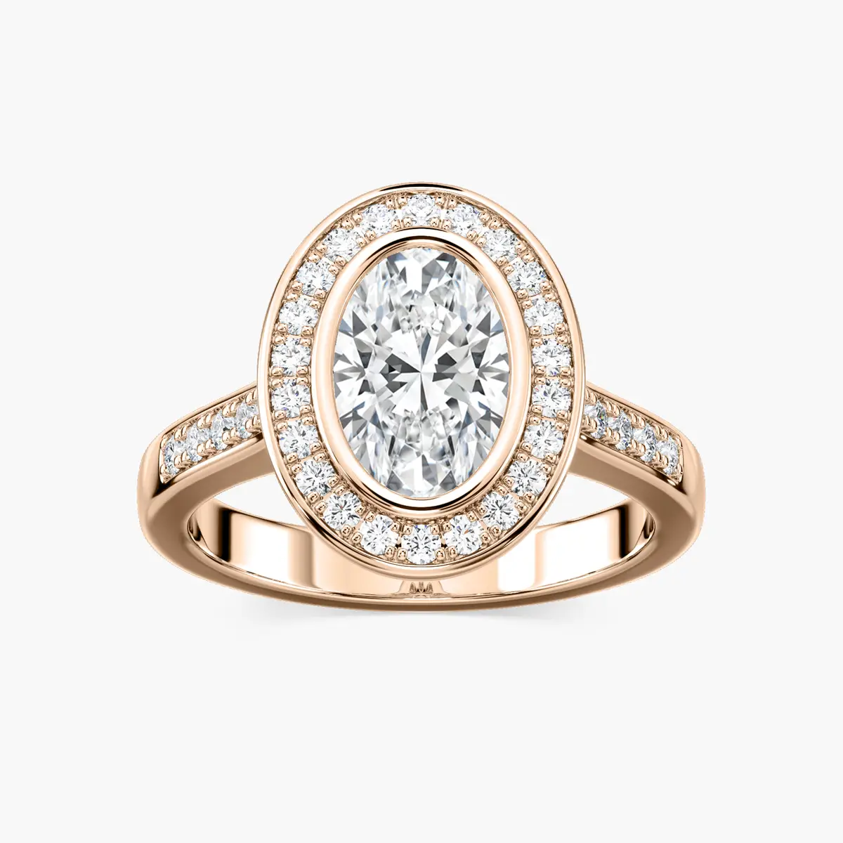 1.5 Carat Rose Gold Oval Halo Diamond Engagement Ring