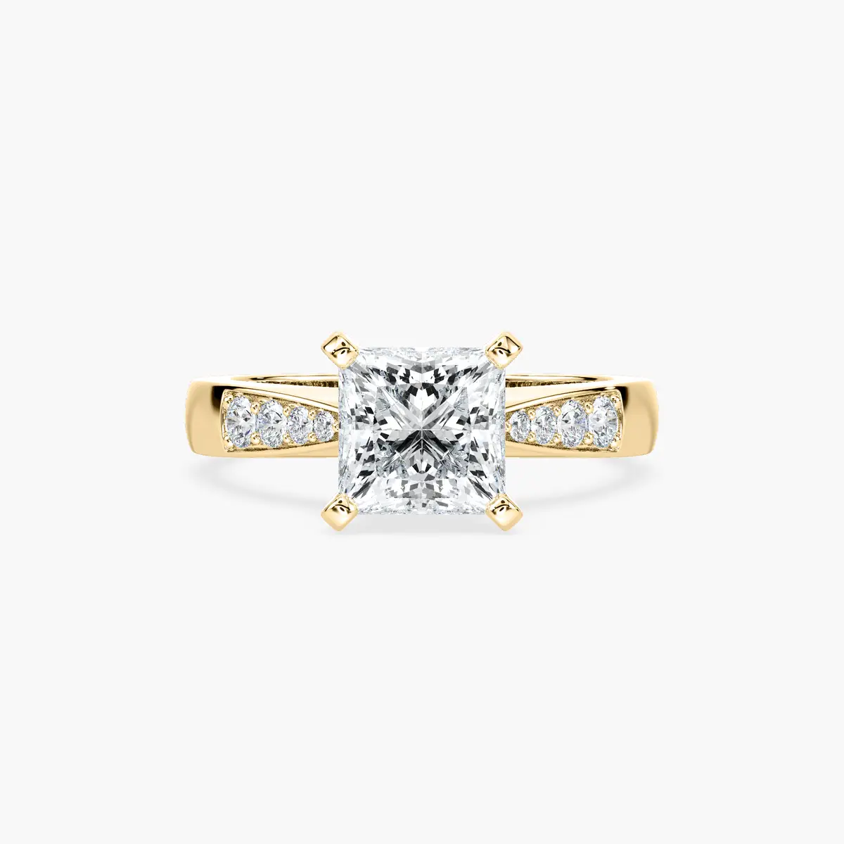 2 Carat Princess Square Side Stone Helen Ring
