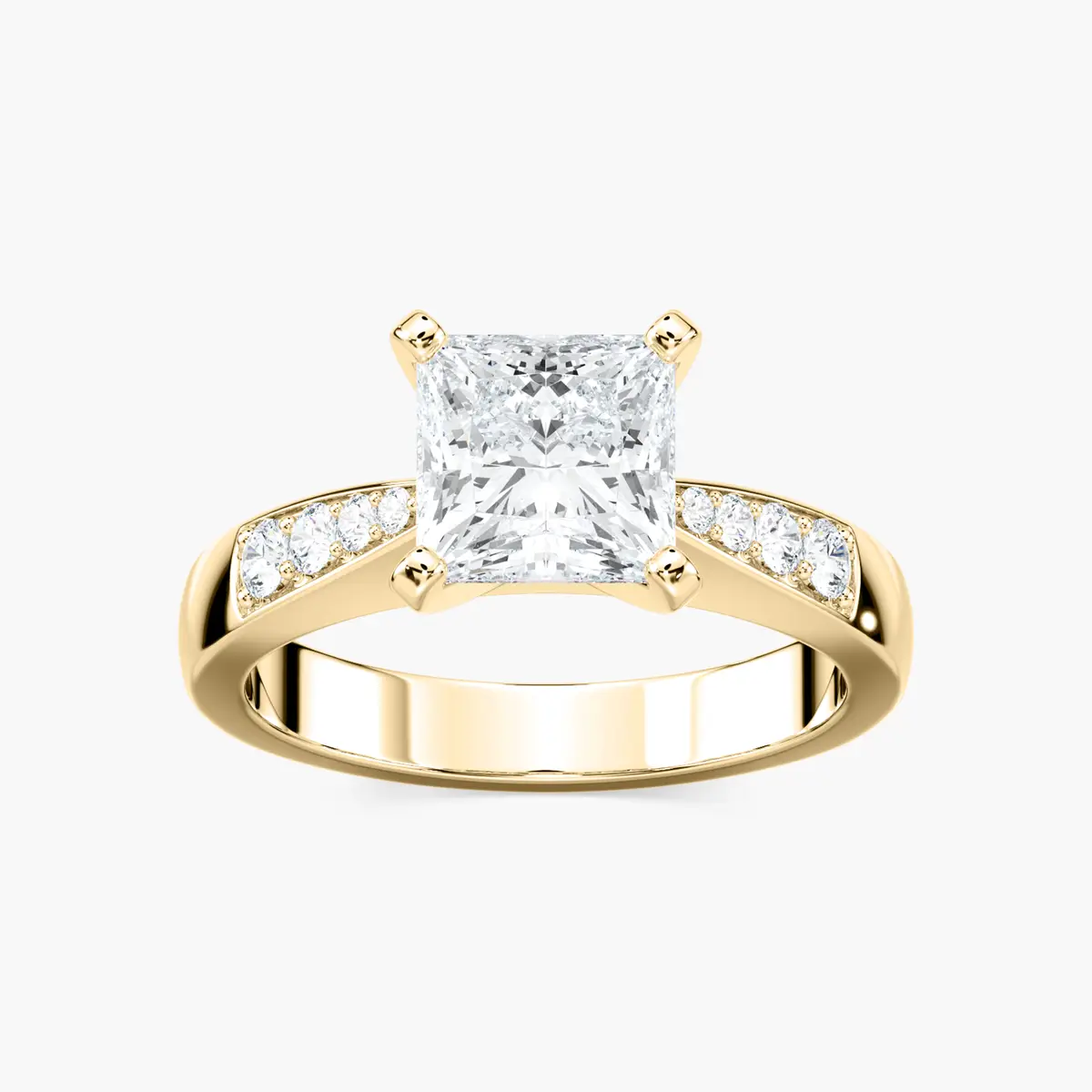 2 Carat Princess Square Side Stone Helen Ring