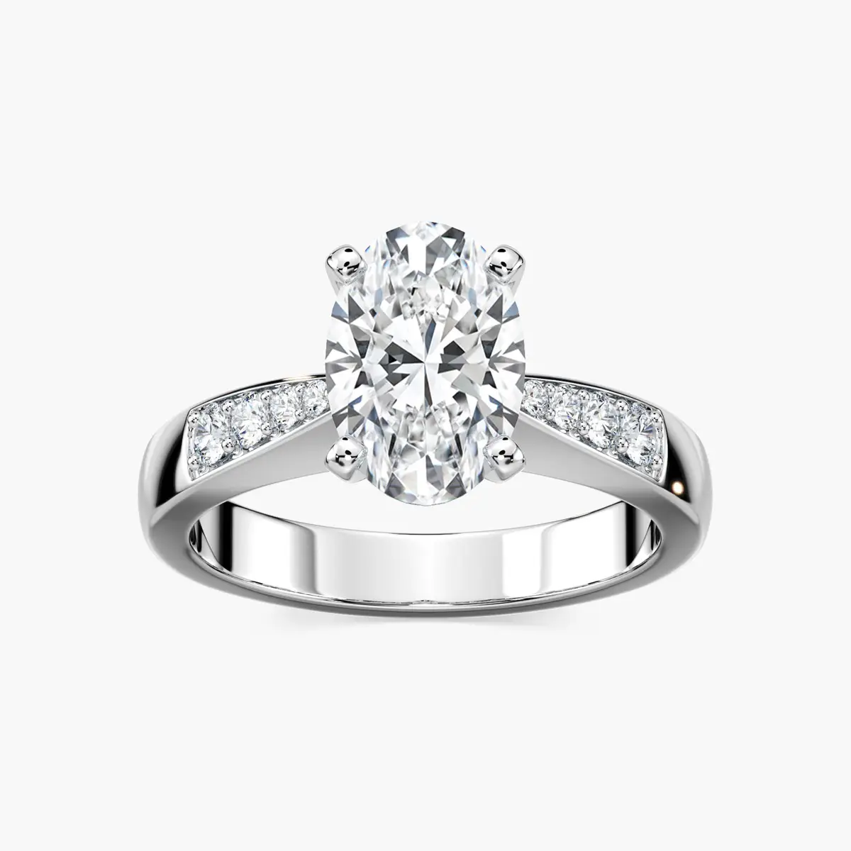 2 Carat Oval Diamond Side Stone Helen Ring